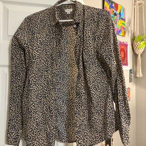J.Crew Cheetah Print Long Sleeve Button Down Size Large